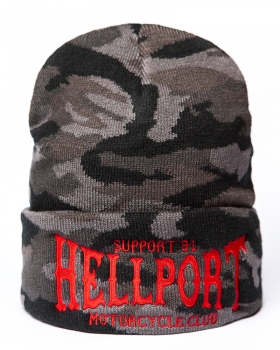 Mütze: SUPPORT 81 MOTORCYCLE CLUB HELLPORT | Camouflage Dark - Rot